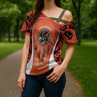 Personalized Orange Day Canada Cross Shoulder Shirt Honouring The Children Haida Pattern - Wonder Print Shop