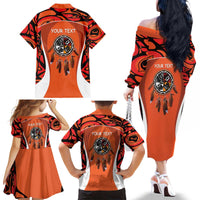 Personalized Orange Day Canada Family Matching Off The Shoulder Long Sleeve Dress and Hawaiian Shirt Honouring The Children Haida Pattern - Wonder Print Shop