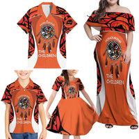 Personalized Orange Day Canada Family Matching Off Shoulder Maxi Dress and Hawaiian Shirt Honouring The Children Haida Pattern - Wonder Print Shop