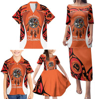 Personalized Orange Day Canada Family Matching Puletasi and Hawaiian Shirt Honouring The Children Haida Pattern - Wonder Print Shop