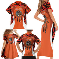 Personalized Orange Day Canada Family Matching Short Sleeve Bodycon Dress and Hawaiian Shirt Honouring The Children Haida Pattern - Wonder Print Shop