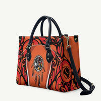 Personalized Orange Day Canada Leather Bag Honouring The Children Haida Pattern - Wonder Print Shop