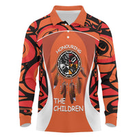 Personalized Orange Day Canada Long Sleeve Polo Shirt Honouring The Children Haida Pattern - Wonder Print Shop