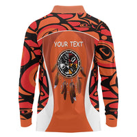Personalized Orange Day Canada Long Sleeve Polo Shirt Honouring The Children Haida Pattern - Wonder Print Shop
