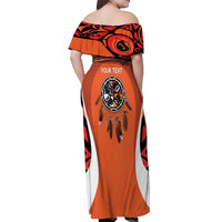 Personalized Orange Day Canada Off Shoulder Maxi Dress Honouring The Children Haida Pattern - Wonder Print Shop
