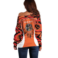 Personalized Orange Day Canada Off Shoulder Sweater Honouring The Children Haida Pattern - Wonder Print Shop