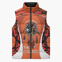 Personalized Orange Day Canada Sleeveless Puffer Jacket Honouring The Children Haida Pattern - Wonder Print Shop