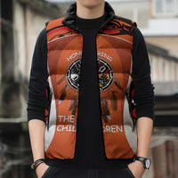 Personalized Orange Day Canada Sleeveless Puffer Jacket Honouring The Children Haida Pattern - Wonder Print Shop