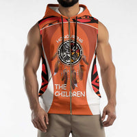 Personalized Orange Day Canada Sleeveless Zip Hoodie Honouring The Children Haida Pattern - Wonder Print Shop