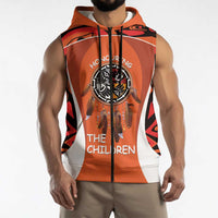 Personalized Orange Day Canada Sleeveless Zip Hoodie Honouring The Children Haida Pattern - Wonder Print Shop