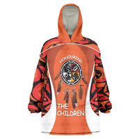 Personalized Orange Day Canada Wearable Blanket Hoodie Honouring The Children Haida Pattern - Wonder Print Shop