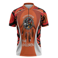 Personalized Orange Day Canada Zipper Polo Shirt Honouring The Children Haida Pattern - Wonder Print Shop
