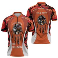 Personalized Orange Day Canada Zipper Polo Shirt Honouring The Children Haida Pattern - Wonder Print Shop