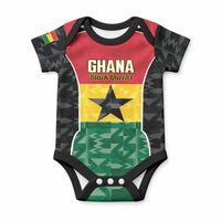 Ghana Football Custom Baby Onesie Go Black Queens Kente Pattern