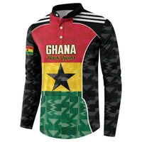 Ghana Football Custom Button Sweatshirt Go Black Queens Kente Pattern