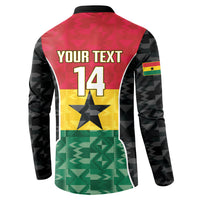 Ghana Football Custom Button Sweatshirt Go Black Queens Kente Pattern