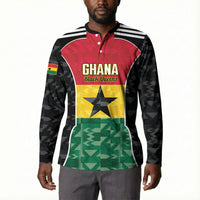 Ghana Football Custom Button Sweatshirt Go Black Queens Kente Pattern