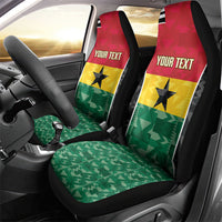 Ghana Football Custom Car Seat Cover Go Black Queens Kente Pattern