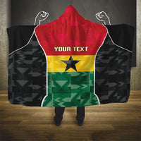 Ghana Football Custom Hooded Blanket Go Black Queens Kente Pattern