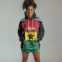 Ghana Football Custom Hoodie Dress Go Black Queens Kente Pattern