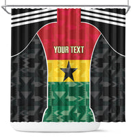 Ghana Football Custom Shower Curtain Go Black Queens Kente Pattern