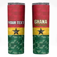 Ghana Football Custom Skinny Tumbler Go Black Queens Kente Pattern