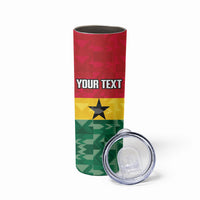 Ghana Football Custom Skinny Tumbler Go Black Queens Kente Pattern