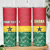 Ghana Football Custom Skinny Tumbler Go Black Queens Kente Pattern