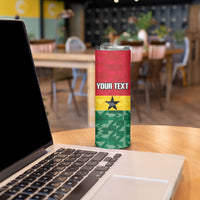 Ghana Football Custom Skinny Tumbler Go Black Queens Kente Pattern
