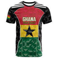 Ghana Football Custom T shirt Go Black Queens Kente Pattern