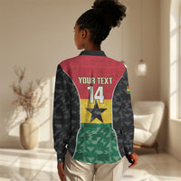 Ghana Football Custom Women Casual Shirt Go Black Queens Kente Pattern