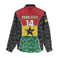 Ghana Football Custom Women Casual Shirt Go Black Queens Kente Pattern