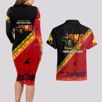 Papua New Guinea Couples Matching Long Sleeve Bodycon Dress and Hawaiian Shirt Independen Stet bilong Papua Niugini Unique Version - Wonder Print Shop