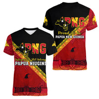 Papua New Guinea Women V Neck T Shirt Independen Stet bilong Papua Niugini Unique Version - Wonder Print Shop