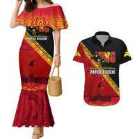 Presonalised Papua New Guinea Couples Matching Mermaid Dress and Hawaiian Shirt Independen Stet bilong Papua Niugini Unique Version - Wonder Print Shop