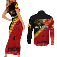Presonalised Papua New Guinea Couples Matching Short Sleeve Bodycon Dress and Long Sleeve Button Shirts Independen Stet bilong Papua Niugini Unique Version - Wonder Print Shop
