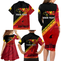 Presonalised Papua New Guinea Family Matching Long Sleeve Bodycon Dress and Hawaiian Shirt Independen Stet bilong Papua Niugini Unique Version - Wonder Print Shop