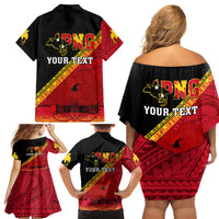 Presonalised Papua New Guinea Family Matching Off Shoulder Short Dress and Hawaiian Shirt Independen Stet bilong Papua Niugini Unique Version - Wonder Print Shop