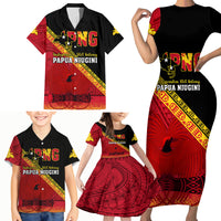 Presonalised Papua New Guinea Family Matching Short Sleeve Bodycon Dress and Hawaiian Shirt Independen Stet bilong Papua Niugini Unique Version - Wonder Print Shop