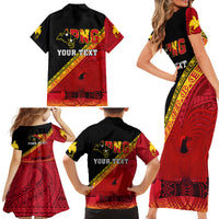 Presonalised Papua New Guinea Family Matching Short Sleeve Bodycon Dress and Hawaiian Shirt Independen Stet bilong Papua Niugini Unique Version - Wonder Print Shop