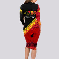Presonalised Papua New Guinea Long Sleeve Bodycon Dress Independen Stet bilong Papua Niugini Unique Version - Wonder Print Shop