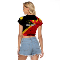 Presonalised Papua New Guinea Raglan Cropped T Shirt Independen Stet bilong Papua Niugini Unique Version - Wonder Print Shop