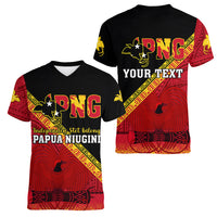 Presonalised Papua New Guinea Women V Neck T Shirt Independen Stet bilong Papua Niugini Unique Version - Wonder Print Shop