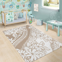 Polynesia Area Rug Polynesian Tropical Flowers Begie Pastel Vibes - Wonder Print Shop