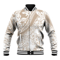 Polynesia Baseball Jacket Polynesian Tropical Flowers Beige Pastel Vibes - Wonder Print Shop