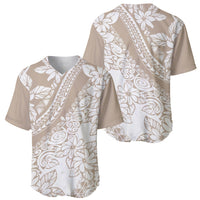 Polynesia Baseball Jersey Polynesian Tropical Flowers Beige Pastel Vibes - Wonder Print Shop