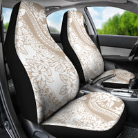 Polynesia Car Seat Cover Polynesian Tropical Flowers Begie Pastel Vibes - Wonder Print Shop