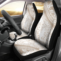 Polynesia Car Seat Cover Polynesian Tropical Flowers Begie Pastel Vibes - Wonder Print Shop