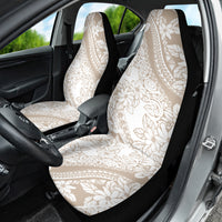 Polynesia Car Seat Cover Polynesian Tropical Flowers Begie Pastel Vibes - Wonder Print Shop