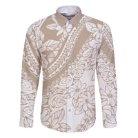 Polynesia Family Matching Mermaid Dress and Hawaiian Shirt Polynesian Tropical Flowers Beige Pastel Vibes - Wonder Print Shop